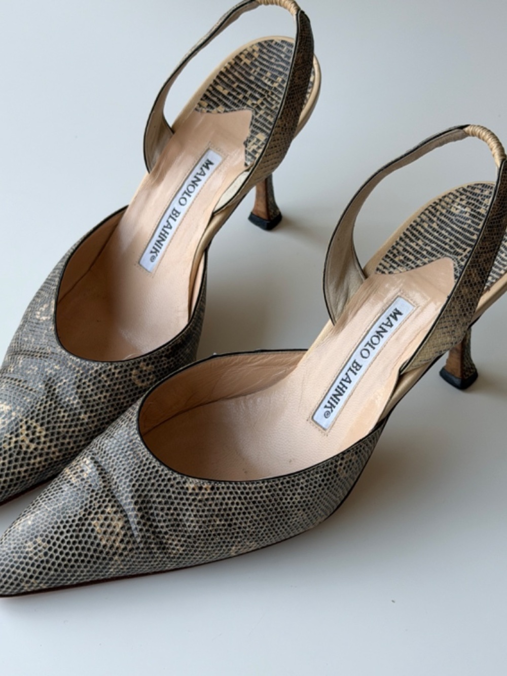 Vintage Manolo Blahnik exotic leather slingback, IT 37, approx. US 6.5–7 - Picture 4 of 13
